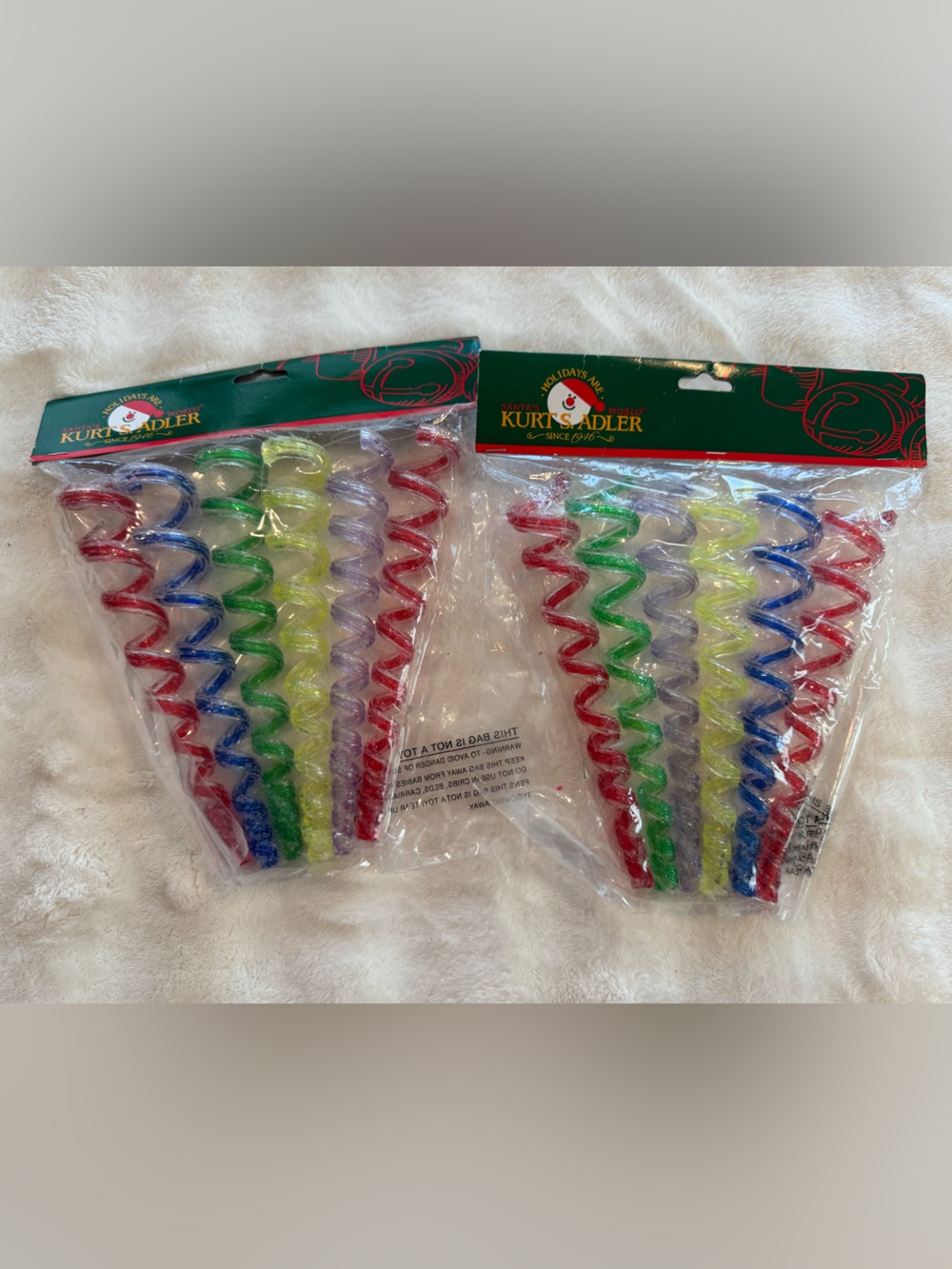 NEW Kurt Adler iridescent spiral tinsel icicle Christmas tree ornaments